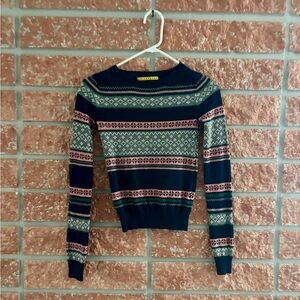 Prince & Fox Navy and Pink Patterned Sweater